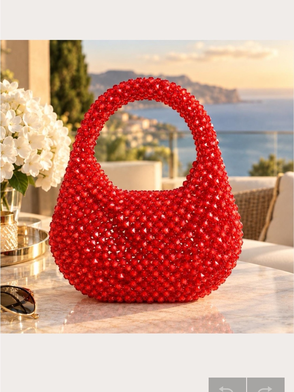 Red Beaded Crossbody Bag – Sculpted Beaded Handbag